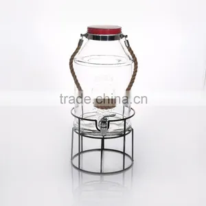 Hot Selling Cock Glass Dispenser With Rope With Iron Stand thumbnail-1