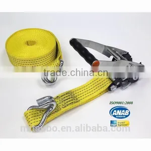 2" A.B.S. System Rope Ratchet Tie Down Straps With Double J Hook thumbnail-1