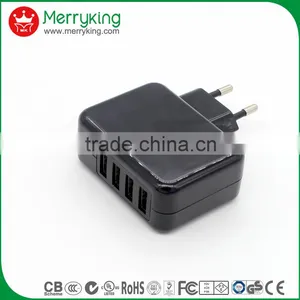 5V4.2A EU Plug 4 Port USB Charger CE/GS/CB Approved Portable Charger for Phones/ipad thumbnail-3