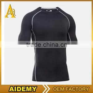 OEM Service Men Sportswear 2 Tones T-shirt Gym Tight Fitness Jogging Tanktop High Quality 2016 Mens t Shirts thumbnail-5