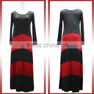 Fashion Sey Color Long Sleeve Stripe Geometry Rules Section Tows Dress thumbnail-4