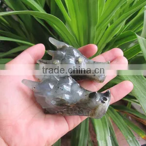 Natural Labradorite Dragon Skull / Quartz Dragon Skull Carving thumbnail-1