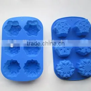 FDA&LFGB Approved Food Grade Silicone Snowflake Shape Icecube Tray 6 Cativies Mould thumbnail-1