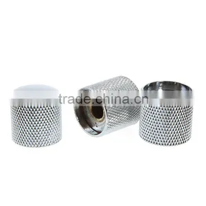 3PCS Chromed Metal Dome Knobs Knurled Barrel for Electric Guitar Parts Silver thumbnail-3