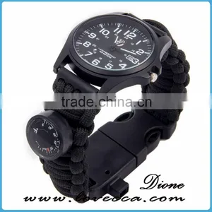 Multifuctional 6 in 1 Survival Paracord Bracelet Compass Watch Hiking Different Colors Outdoor Camping thumbnail-6