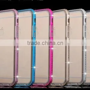 Aluminum Rhinstone Cover Case Diamond Bumper+TPU Cases Cover for Samsung Galaxy S6 Edge, Diamond Bumper Case for Samsung S6 thumbnail-4