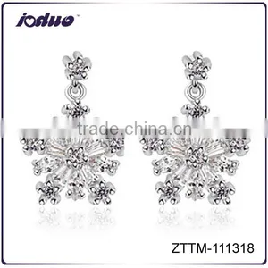 2016 Fashion Korea Elegant AAA Grade Zircon Snowflake Pendant Earring Wholesale ZTTM-111318 thumbnail-1