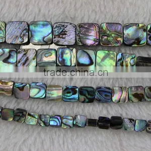 Natural Shell Paua Beads 8mm Square A Grade thumbnail-3