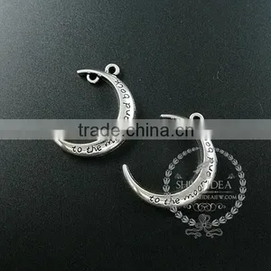 30mm Vintage Antique Silver Metal Carve Words Love You to the Moon and Back DIY Pendant Charm 1830067 thumbnail-1