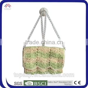Multicolor Crochet Straw Bag With Metal Handle thumbnail-1