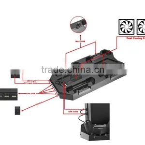 Multi-functional Charging Stand W/ Built-in Cooling Fans & Quad USB Ports For PS4 Console And Controllers thumbnail-2