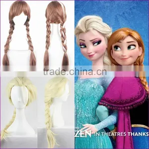 FR0ZEN Long Braided 80cm Blonde Queen Elsa And 70cm Brown Princess Anna Adult Anime Cosplay Synthetic Head Hair Women's Wigs thumbnail-1