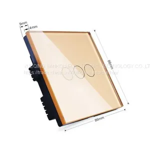 UK Three Gang Two Way Crystal Glass Panel,110V/250V50HZ/60HZ Touch Light Switch thumbnail-4