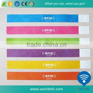 One Time Use FM1108 NFC Paper Wristband thumbnail-1