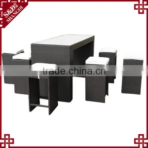 Latest High Armless Seat Design Rattan Outdoor Dining Table and Chair Set thumbnail-2