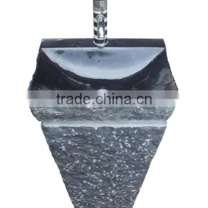Nero Marquina Marble Pedestal Sink Free Standing Sink thumbnail-6