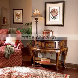 Connoisseurs Collection Wood Stone-Top Demilune Console Table thumbnail-1