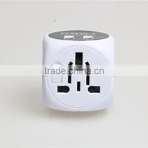 Newest Travel Adapter Universal Plug to American Power Adapter With Double USB Port 250V 2500Ma Universal Travel thumbnail-3