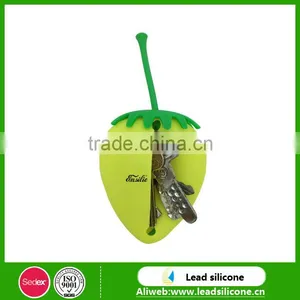 Promotional Gift Soft Silicone Key Bag, Custom Strawberry Design Soft Silicone Key Bag, Hot Selling Key Bag thumbnail-1