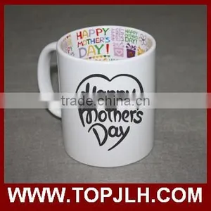 Promotional Plain White Double Wall Pure White Ceramic Mug With Handle thumbnail-4