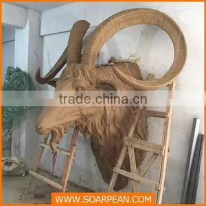Fiberglass Carving Stature of Goat Head, Sheep Head Wall Decoration thumbnail-2