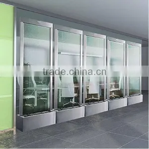 Indoor Decorative Waterfall With Decoration Glass Waterfall Used Office Partition Wall thumbnail-1