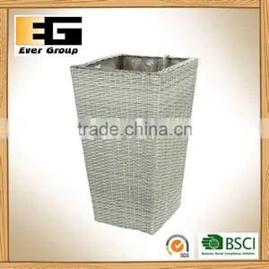 Large Hand Woven Plastic Rattan Indoor Decorative Flower Planter thumbnail-1