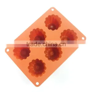 BPA Free 6 Flower Shaped 3D Silicone Cake Mould Cake Pan For Baking thumbnail-1