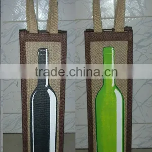 Jute Fabric Wine Bottle Bag thumbnail-1