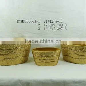 Golden Color Terracotta Flower Pot Christmas Various Shape Ceramic Flower Pot thumbnail-4