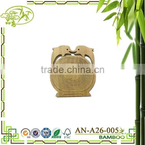 Aonong Collapsible Fruit Basket Dolphins Shaped Convertible Bamboo/wood Kitchen Food Storage Bowl thumbnail-2