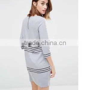 Shift Dresses, Loose Casual Short Sleeve Stripe Fashion Dress thumbnail-4