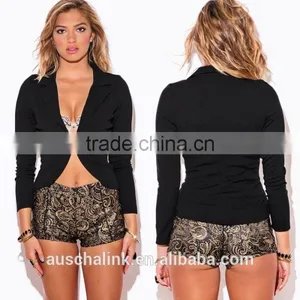 Best Selling Fancy Women Black Single Button Fitted Blazer thumbnail-6
