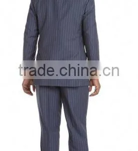 Blue And White Pinstriped Wool Two-Button Suit (SHT1109) thumbnail-2
