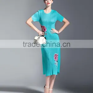 Bodice Flower Printing OL Fashion Draped Women Slim Dresss thumbnail-4