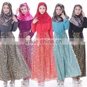 Chiffon Full Length Muslim Long Sleeve Maxi Dress thumbnail-1