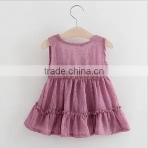 2017 Latest Wholesale Baby Clothes Cheap Children's Boutique Sleeveless Summer V Neck 3 Year Old Girl Dress Girl Fancy Frocks thumbnail-3