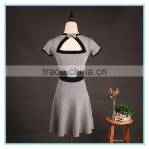 Modern Knit Halter Dress Hollow Out Back Sexy Mature New Ladies Dress thumbnail-3