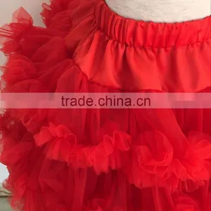 High Quality Toddler Girls Red Chiffon Four Ruffles Birthday Pettiskirt thumbnail-2
