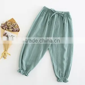 Boys and Girls Pure Color Cotton Lantern Pants Children's Clothing Wavy Striped Pants thumbnail-5