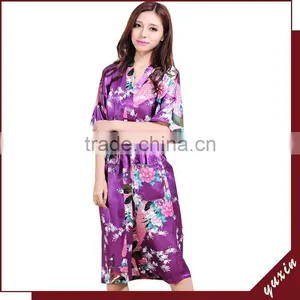 Satin Robe Bath Robe Custom Made Women Robe Long Nightgown 0609013 thumbnail-1