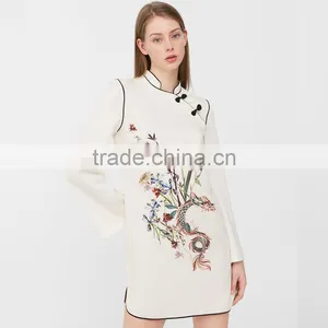 Mandarin Collar Vintage Clothing Oriental Long Sleeve Top for Women thumbnail-5