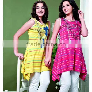 Women Fashion Frock Design Pajama Set Yarn Dyed Striped Summer Cotton Pajamas thumbnail-1