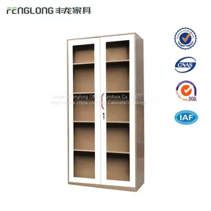 Office Furniture 2 Door Steel Filing Cabinet With Glass Doors for Display thumbnail-2