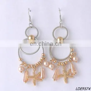 Shell Bead Cluster Charms Chandelier Hoop Earrings thumbnail-1
