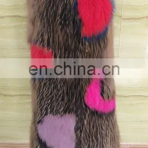 Real Fox Fur Vest With Irregular Bright Pattern Long Waist for Women thumbnail-3