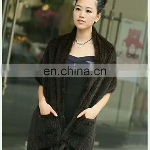 Knitted Mink Tails Shawl Mink Stole North American Canada Style thumbnail-1