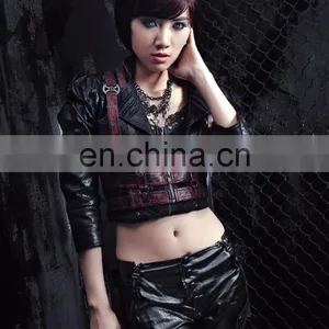 Gothic Fetish Synthetic Leather Crop Top Jacket thumbnail-4