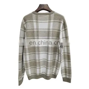 DiZNEW Custom Logo Printed Men Sweaters Long Sleeve Bulk Plaid Pullover Sweaters thumbnail-2