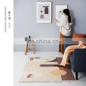 Amazon Mat Rugs Carpets for Bedroom Living Room Nordic Rugs RAWHOUSE Woven Cotton Printed Rug thumbnail-3